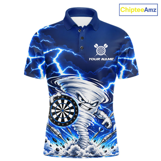 Blue Lightning Thunder Funny Tornado Darts Shirt For Men Custom Darts Team Jersey Polo & 1/4 Zip TDM7928