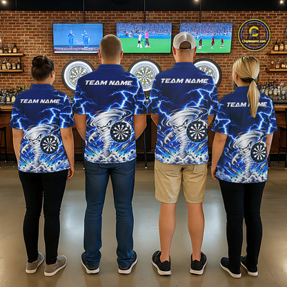Blue Lightning Thunder Funny Tornado Darts Shirt For Women Custom Darts Team Jersey Polo & 1/4 Zip TDM7928