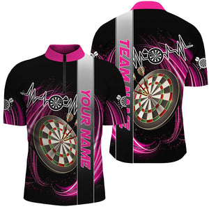 Personalized Pink Swirl Darts Board Heartbeat Line Men Dart Shirts Custom Dart Jerseys Team Uniform TDM3022