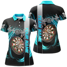 Load image into Gallery viewer, Personalized Cyan Swirl Darts Board Heartbeat Line Women Dart Shirts Custom Dart Jerseys Team Uniform TDM3023