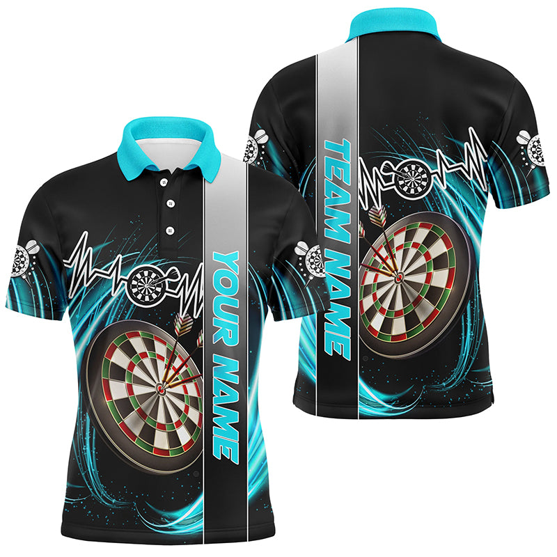 Personalized Cyan Swirl Darts Board Heartbeat Line Men Dart Shirts Custom Dart Jerseys Team Uniform TDM3023