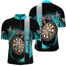 Load image into Gallery viewer, Personalized Cyan Swirl Darts Board Heartbeat Line Men Dart Shirts Custom Dart Jerseys Team Uniform TDM3023