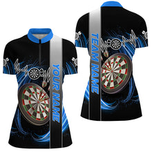 Load image into Gallery viewer, Personalized Blue Swirl Darts Board Heartbeat Line Women Dart Shirts Custom Dart Jerseys Team Uniform TDM3024