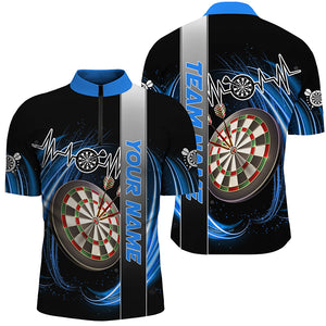 Personalized Blue Swirl Darts Board Heartbeat Line Men Dart Shirts Custom Dart Jerseys Team Uniform TDM3024