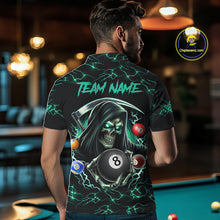 Load image into Gallery viewer, Turquoise Funny Grim Reaper 8 Ball Pool Men Billiard Shirt Custom Lightning Billiard Team Jerseys TDM5239