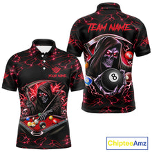 Load image into Gallery viewer, Red Funny Grim Reaper 8 Ball Pool Men Billiard Shirts Custom Billiard Jersey Team Polo &amp; 1/4 Zip TDM5241