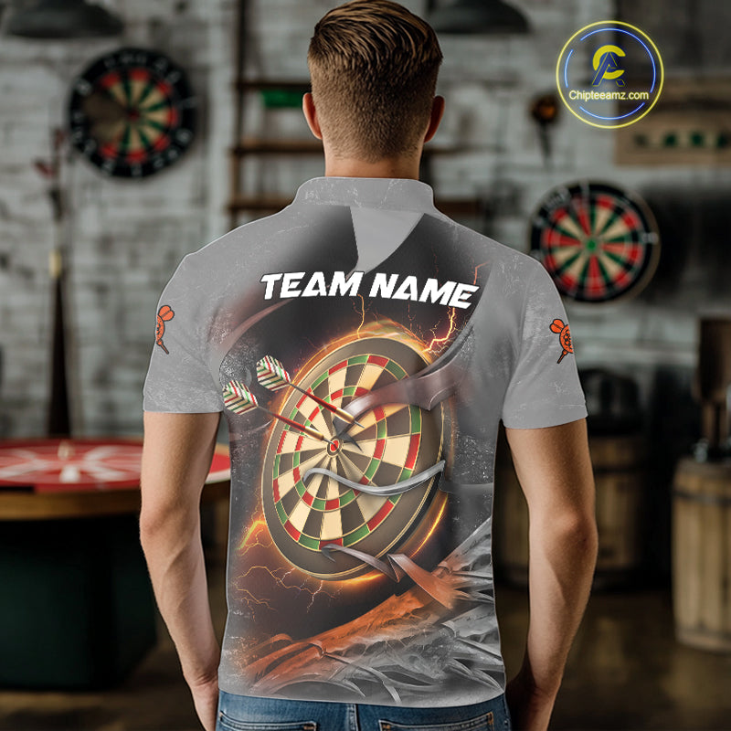 Personalized Phoenix Flame Darts Shirt For Men Custom Darts Team Jersey Polo & 1/4 Zip |Orange TDM5246