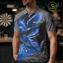 Load image into Gallery viewer, Personalized Phoenix Flame Darts Shirt For Men Custom Darts Team Jersey Polo &amp; 1/4 Zip |Blue TDM5247