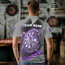 Load image into Gallery viewer, Personalized Phoenix Flame Darts Shirt For Men Custom Darts Team Jersey Polo &amp; 1/4 Zip |Purple TDM5248