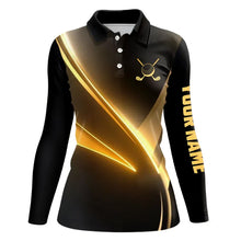 Load image into Gallery viewer, Yellow And Black Geometric Women Golf Shirt Short Sleeve Polo Shirts Custom Ladies Golf Tops Gifts TDM3260