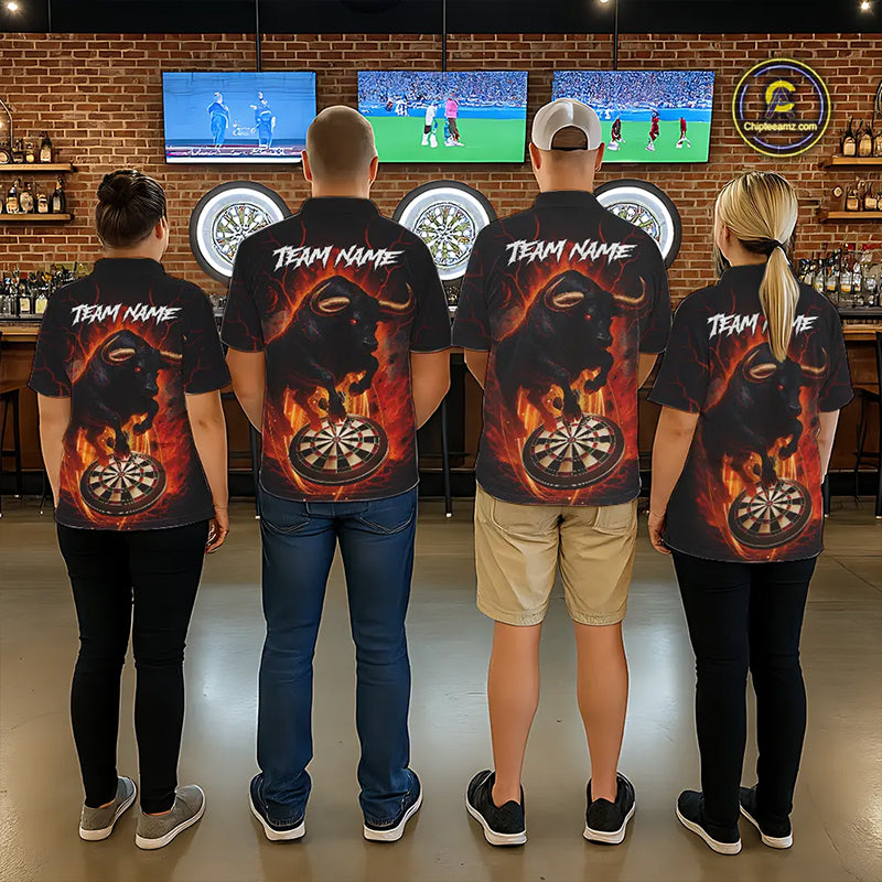 Personalized Bull Fire Darts Shirt For Women Custom Darts Jersey Team Polo & 1/4 Zip | Orange TDM5506