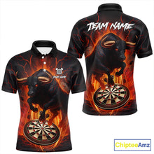 Load image into Gallery viewer, Personalized Bull Fire Darts Shirt For Men Custom Darts Jersey Team Polo &amp; 1/4 Zip | Orange TDM5506