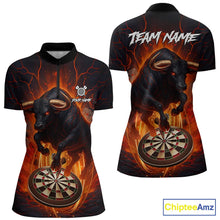 Load image into Gallery viewer, Personalized Bull Fire Darts Shirt For Women Custom Darts Jersey Team Polo &amp; 1/4 Zip | Orange TDM5506