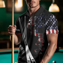 Load image into Gallery viewer, American Flag Smoke 8 Ball Pool Billiard Shirt For Men Custom Patriotic Billiard Team Jersey TDM3449