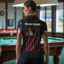 Load image into Gallery viewer, American Flag Smoke 8 Ball Pool Billiard Shirt For Women Custom Patriotic Billiard Team Jersey TDM3449