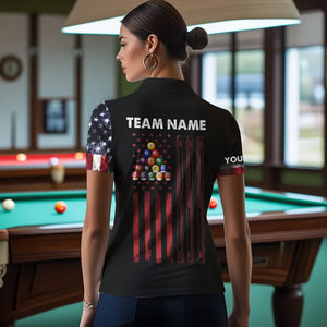 American Flag Smoke 8 Ball Pool Billiard Shirt For Women Custom Patriotic Billiard Team Jersey TDM3449