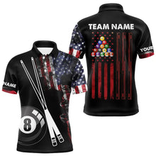 Load image into Gallery viewer, American Flag Smoke 8 Ball Pool Billiard Shirt For Men Custom Patriotic Billiard Team Jersey TDM3449