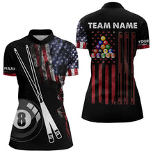 Load image into Gallery viewer, American Flag Smoke 8 Ball Pool Billiard Shirt For Women Custom Patriotic Billiard Team Jersey TDM3449