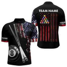 Load image into Gallery viewer, American Flag Smoke 8 Ball Pool Billiard Shirt For Men Custom Patriotic Billiard Team Jersey TDM3449