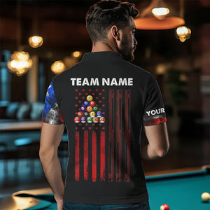 Personalized Us Flag Smoke 8 Ball Pool Billiard Shirt For Men Custom Patriotic Billiard Team Jersey TDM3450