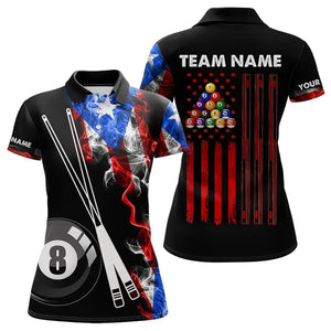 Personalized US Flag Smoke 8 Ball Pool Billiard Shirt For Women Custom Patriotic Billiard Team Jersey TDM3450