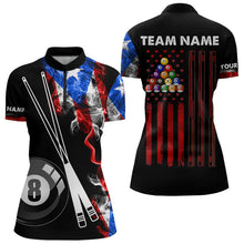 Load image into Gallery viewer, Personalized US Flag Smoke 8 Ball Pool Billiard Shirt For Women Custom Patriotic Billiard Team Jersey TDM3450