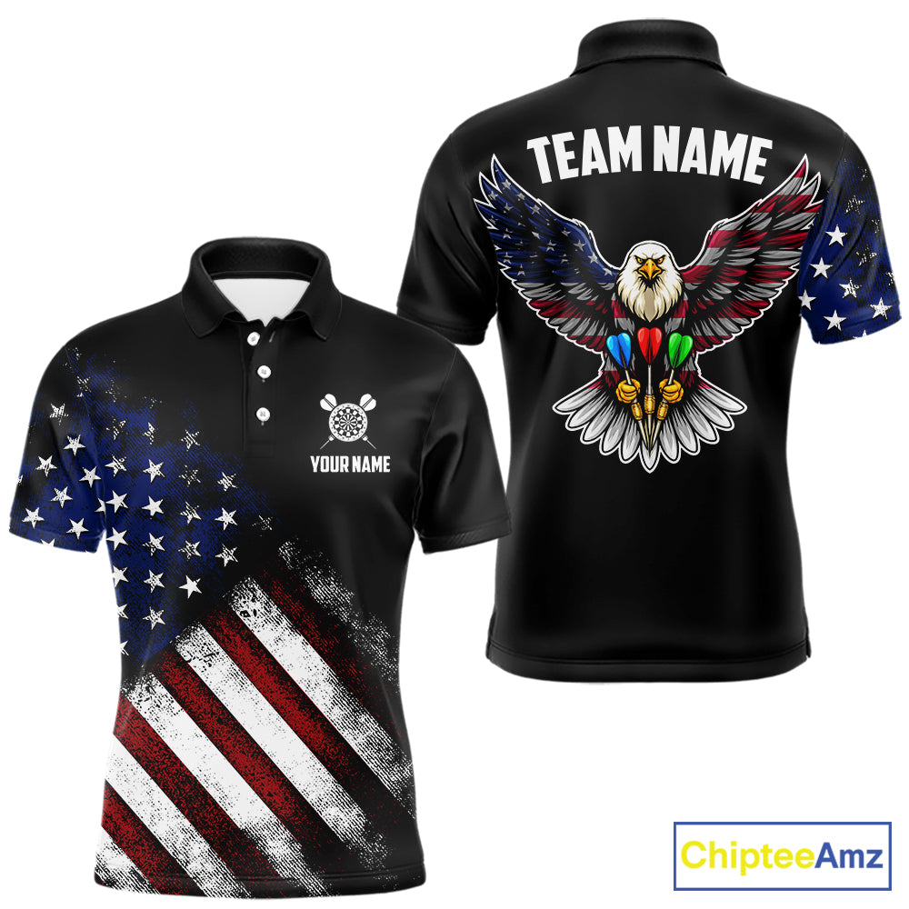Patriotic American Flag Eagle Darts Shirt For Men Custom Darts Jersey Team Polo & 1/4 Zip TDM5759