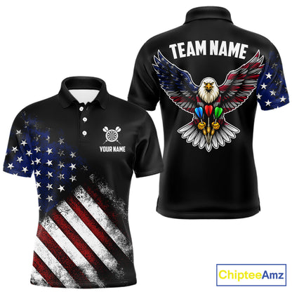 Patriotic American Flag Eagle Darts Shirt For Men Custom Darts Jersey Team Polo & 1/4 Zip TDM5759