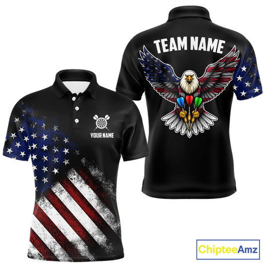 Patriotic American Flag Eagle Darts Shirt For Men Custom Darts Jersey Team Polo & 1/4 Zip TDM5759