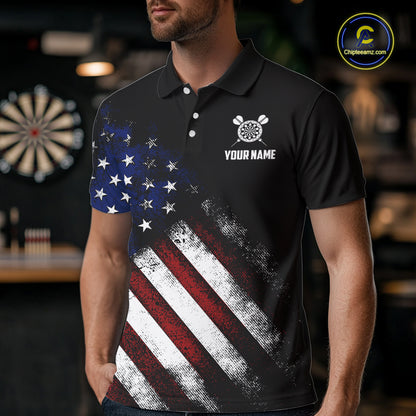 Patriotic American Flag Eagle Darts Shirt For Men Custom Darts Jersey Team Polo & 1/4 Zip TDM5759