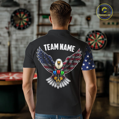 Patriotic American Flag Eagle Darts Shirt For Men Custom Darts Jersey Team Polo & 1/4 Zip TDM5759