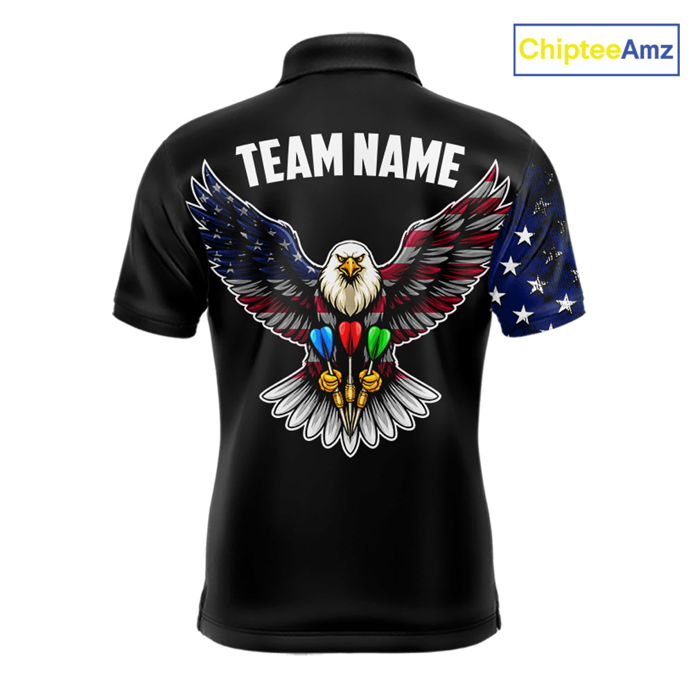 Patriotic American Flag Eagle Darts Shirt For Men Custom Darts Jersey Team Polo & 1/4 Zip TDM5759