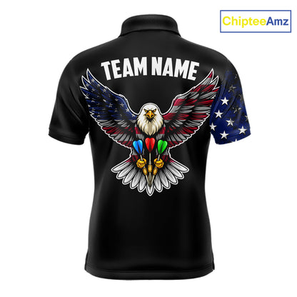 Patriotic American Flag Eagle Darts Shirt For Men Custom Darts Jersey Team Polo & 1/4 Zip TDM5759