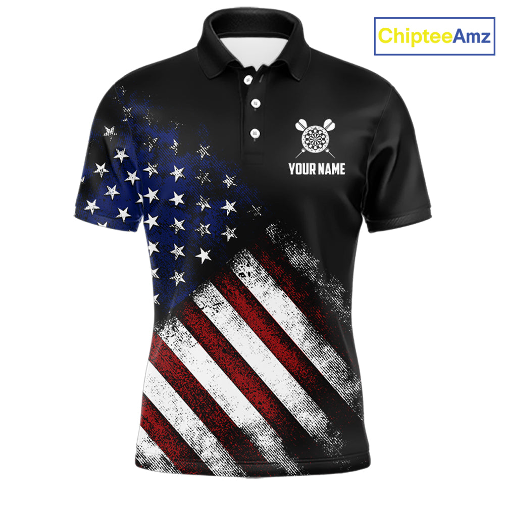 Patriotic American Flag Eagle Darts Shirt For Men Custom Darts Jersey Team Polo & 1/4 Zip TDM5759