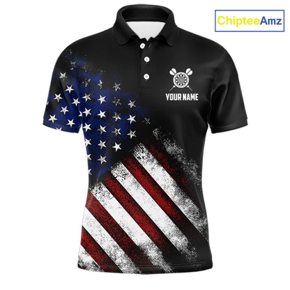 Patriotic American Flag Eagle Darts Shirt For Men Custom Darts Jersey Team Polo & 1/4 Zip TDM5759