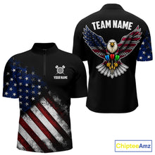 Load image into Gallery viewer, Patriotic American Flag Eagle Darts Shirt For Men Custom Darts Jersey Team Polo &amp; 1/4 Zip TDM5759