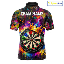Load image into Gallery viewer, Funny Colorful Crown Dartboard Splash Darts Shirt For Men Custom Darts Jersey Team Polo &amp; 1/4 Zip TDM5762