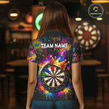 Load image into Gallery viewer, Funny Colorful Crown Dartboard Splash Darts Shirt For Women Custom Darts Jersey Team Polo &amp; 1/4 Zip TDM5762
