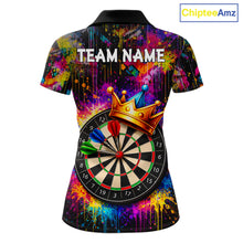 Load image into Gallery viewer, Funny Colorful Crown Dartboard Splash Darts Shirt For Women Custom Darts Jersey Team Polo &amp; 1/4 Zip TDM5762