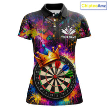 Load image into Gallery viewer, Funny Colorful Crown Dartboard Splash Darts Shirt For Women Custom Darts Jersey Team Polo &amp; 1/4 Zip TDM5762