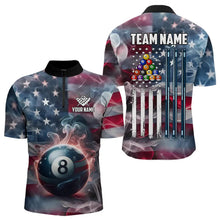 Load image into Gallery viewer, Personalized Smoke USA 8 Ball Pool Billiard Shirts For Men, Patriotic American Team Billiard Jersey TDM3602