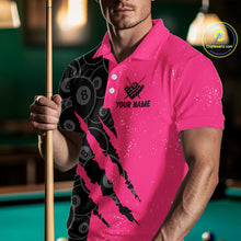 Load image into Gallery viewer, Custom Grunge Pink Black 8 Ball Pool Billiard Shirt For Men, Billiard Team Jersey Polo &amp; 1/4 Zip TDM5960