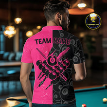 Load image into Gallery viewer, Custom Grunge Pink Black 8 Ball Pool Billiard Shirt For Men, Billiard Team Jersey Polo &amp; 1/4 Zip TDM5960