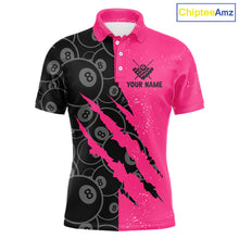 Load image into Gallery viewer, Custom Grunge Pink Black 8 Ball Pool Billiard Shirt For Men, Billiard Team Jersey Polo &amp; 1/4 Zip TDM5960