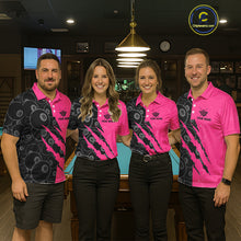 Load image into Gallery viewer, Custom Grunge Pink Black 8 Ball Pool Billiard Shirt For Men, Billiard Team Jersey Polo &amp; 1/4 Zip TDM5960
