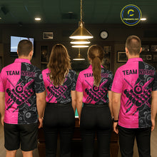 Load image into Gallery viewer, Custom Grunge Pink Black 8 Ball Pool Billiard Shirt For Men, Billiard Team Jersey Polo &amp; 1/4 Zip TDM5960