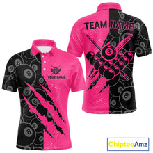Load image into Gallery viewer, Custom Grunge Pink Black 8 Ball Pool Billiard Shirt For Men, Billiard Team Jersey Polo &amp; 1/4 Zip TDM5960