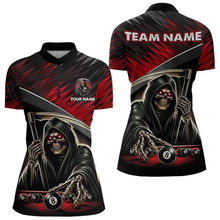Load image into Gallery viewer, Red Grim Reaper 8 Ball Pool Billiard Shirts For Women Custom Billiard Team Jerseys Polo &amp; 1/4 Zip TDM3760