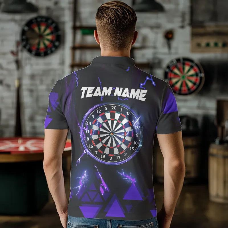 Blue Darts Arrow Thunder Lightning Dart Shirts For Men Custom Dart Team Jerseys Polo & 1/4 Zip TDM3765