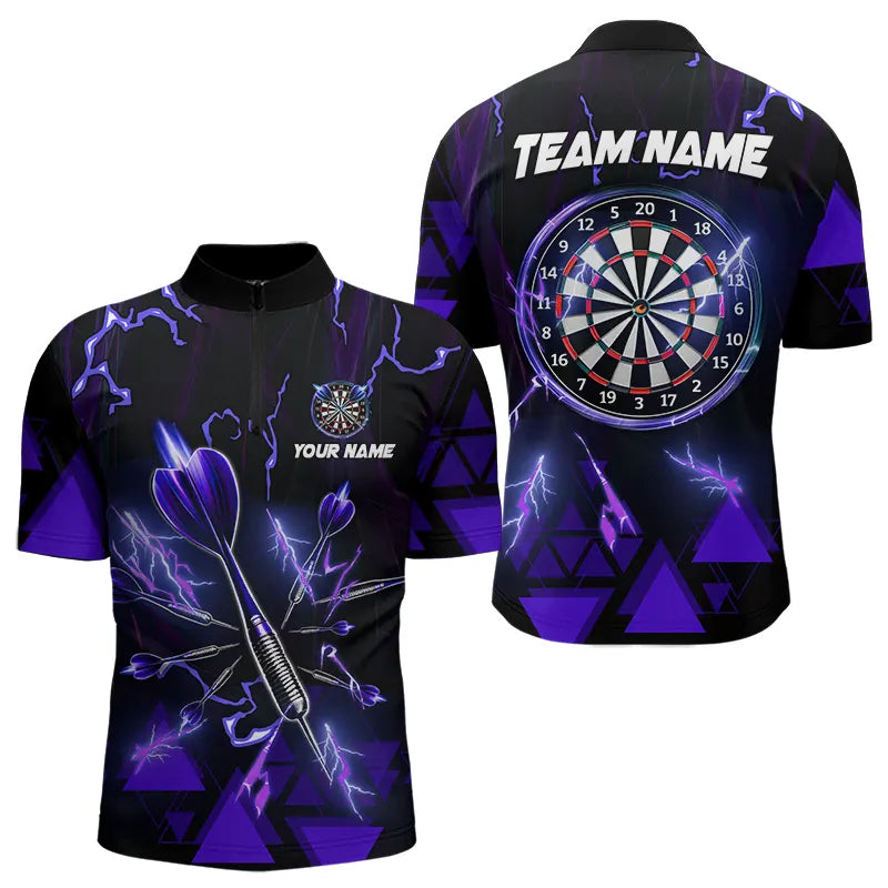 Blue Darts Arrow Thunder Lightning Dart Shirts For Men Custom Dart Team Jerseys Polo & 1/4 Zip TDM3765